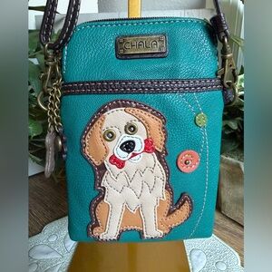 Chala Golden Retriever Turquoise & Brown Vegan Leather Crossbody Bag